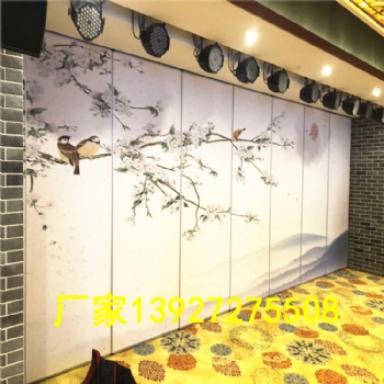佛山高優(yōu)隔斷廠(chǎng)家 餐廳包間貼畫(huà)活動(dòng)隔斷屏風(fēng) 移動(dòng)隔音隔斷墻折疊門(mén) 滑軌
