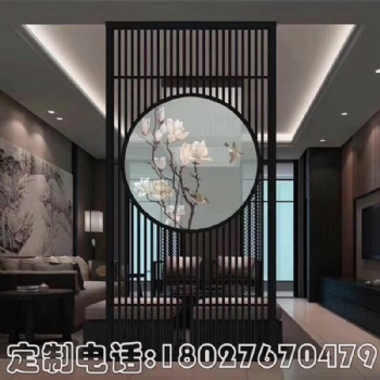 定制不銹鋼屏風客廳屏風隔斷雕花金屬現代簡約中式玄關鏤空裝飾