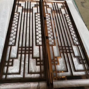 不銹鋼屏風玫瑰金不銹鋼隔斷金屬中式花格客廳玄關鏤空屏風廠家定制