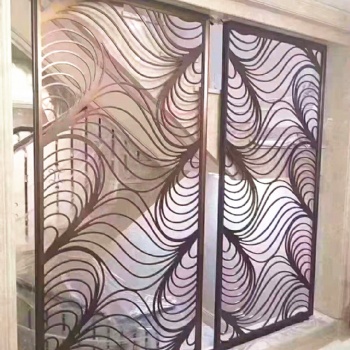 不銹鋼屏風定制鏤空雕花金屬現代簡約客廳酒店歐中式玄關隔斷