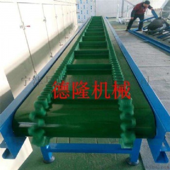 山東德隆面粉顆粒爬坡輸送機皮帶轉彎機環(huán)形皮帶流水線