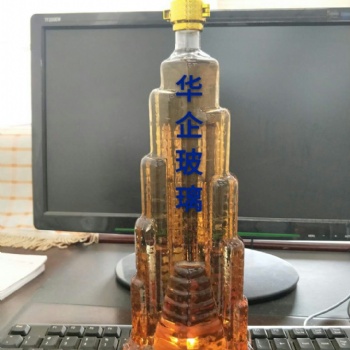迪拜塔造型玻璃酒瓶創(chuàng)意手工威士忌酒瓶哈利法塔xo玻璃洋酒瓶吹制玻璃異形酒瓶