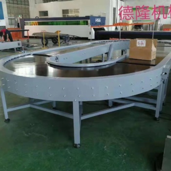 德隆供應托盤流水線輸送機環(huán)形轉彎皮帶傳送機皮帶提料機