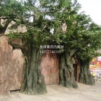 定制仿真榕樹大型榕樹葉室內外布景人造裝飾假榕樹