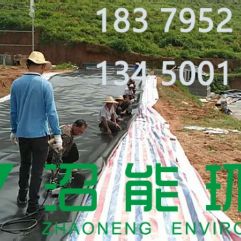 潛江豬場6000立方黑膜沼氣池鋪底完工