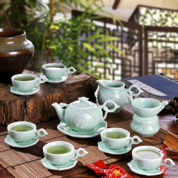 新春禮品茶具手繪描金粉彩陶瓷茶具套裝定做加字