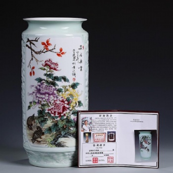 手繪小花瓶定制，景德鎮(zhèn)大師手繪花瓶純手工制作
