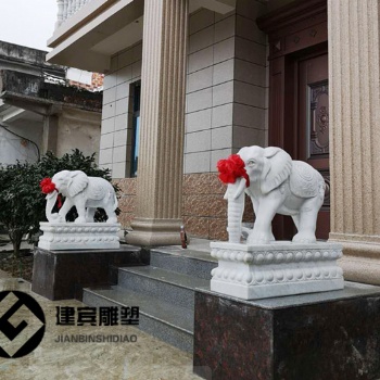門(mén)口石象雕塑河北精美石雕大象小象雕刻廠家