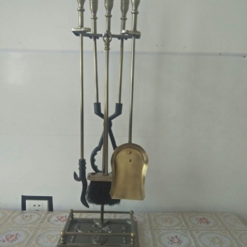 廠家別墅精美高端實(shí)用壁爐仿古銅色清灰工具五件套