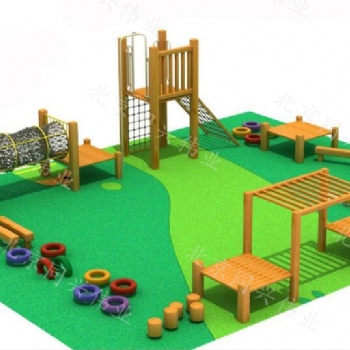 農場木質拓展闖關訓練 木質兒童組合滑梯 幼兒園戶外滑梯玩具設施