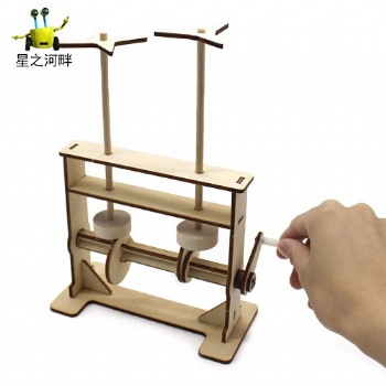 手搖升降旋轉(zhuǎn)發(fā)明小實驗 學生物理原理小制作手工作業(yè)拼裝材料包