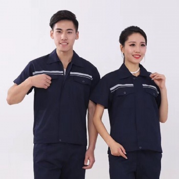 青島夏季工作服套裝定做廠家滌棉廠服工裝專業(yè)加工訂制