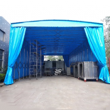 工廠電動(dòng)伸縮雨蓬大型倉庫活動(dòng)棚懸空物流推拉雨篷遮陽棚走道雨棚