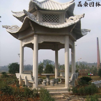 雙層仿古石亭子磊泰園林石雕涼亭公園小區(qū)裝飾石亭