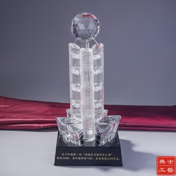 雅安建筑落成禮品、大樓建成慶典紀(jì)念品、水晶樓模擺件廠家