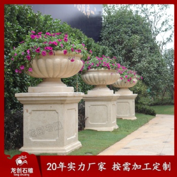 廠家供應石雕花盆花缽訂做 龍創(chuàng)石雕