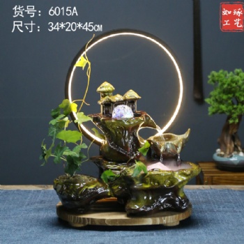 辦公室流水招財(cái)小型魚(yú)缸景觀擺件陶瓷轉(zhuǎn)運(yùn)球流水裝飾品廠家批發(fā)