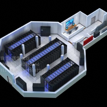 臨沂冷通道機房效果圖制作|精密空調室外機|七氟丙烷柜方案