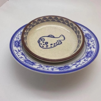 上海壹粵密胺小丑魚涼菜碟，瀏陽蒸菜碗仿瓷餐具定制