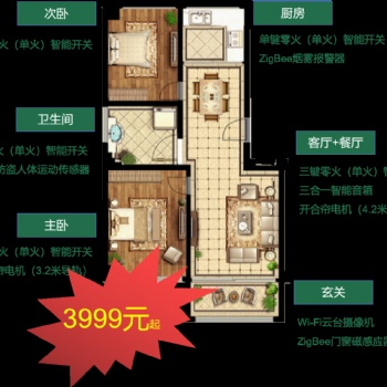 小犬智能兩室兩廳全屋智能 語音控制 手機遠程