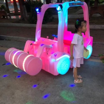 廣場兒童游樂場夜市擺攤通體發(fā)光碰碰車壓路機定時游樂車