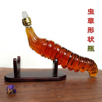 河間華企生產(chǎn)冬蟲夏草高硼硅玻璃酒瓶創(chuàng)意藝術(shù)泡酒瓶750ml