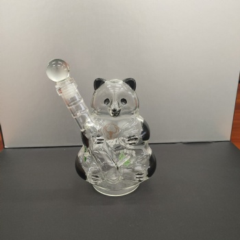 河間華企手工吹制小熊貓造型泡酒瓶高硼硅玻璃容器500ml