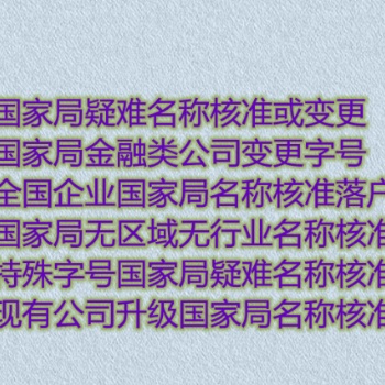 中字頭，國字頭名稱核準，無區(qū)域無行業(yè)企業(yè)名稱