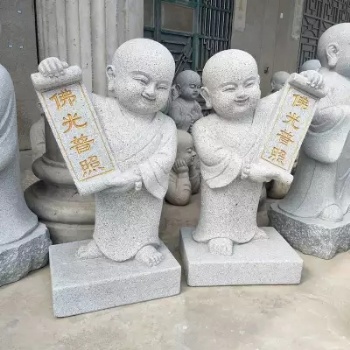 寺院小沙彌雕塑，石質小沙彌，寺院石頭小和尚石雕