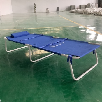 廠家現貨民政應急救災床天藍色鋼管滌綸布戶外抗洪搶險防疫折疊床