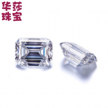 祖母綠形切割莫桑石白色長方形 廠家批發(fā)配石仿鉆莫桑石一證一碼