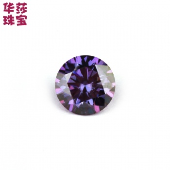 華莎出品紫羅蘭圓形莫桑石裸石 梧州工廠批發(fā)珠寶工藝品1-3克拉