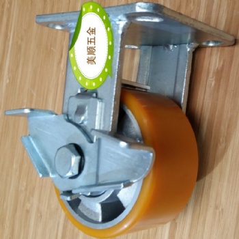 美順3系列4寸重型壓鑄鋁芯PU定向帶側剎車物流機械設備腳輪