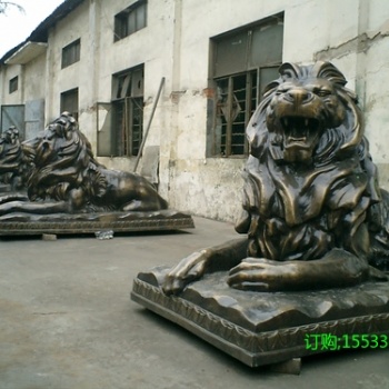 歐式匯豐銀行鑄銅獅子一對(duì)動(dòng)物鑄銅雕塑公司別墅院子門口落地?cái)[件