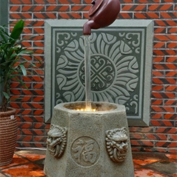 玻璃鋼天壺懸空流水噴泉室內(nèi)茶館大茶壺雕塑戶外茶樓招財(cái)景觀擺件