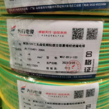 青島優質低煙無鹵阻燃電線WDZ-BYJ4/6平方